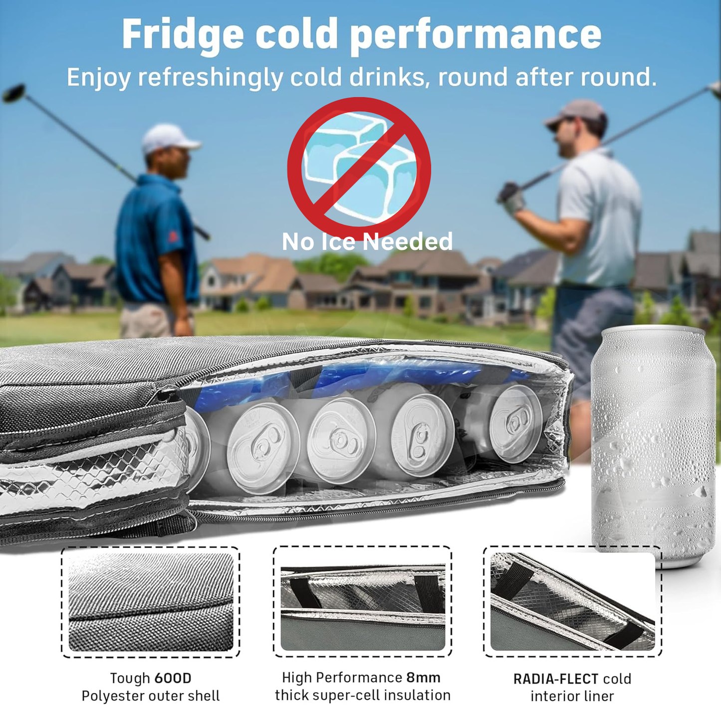 Frostbox Golf Bag Cooler with Ice Pack | Insulated 6-Can Beer Sleeve | Stays Cold for Hours Discreet Hidden Design - Fits in Golf Bag