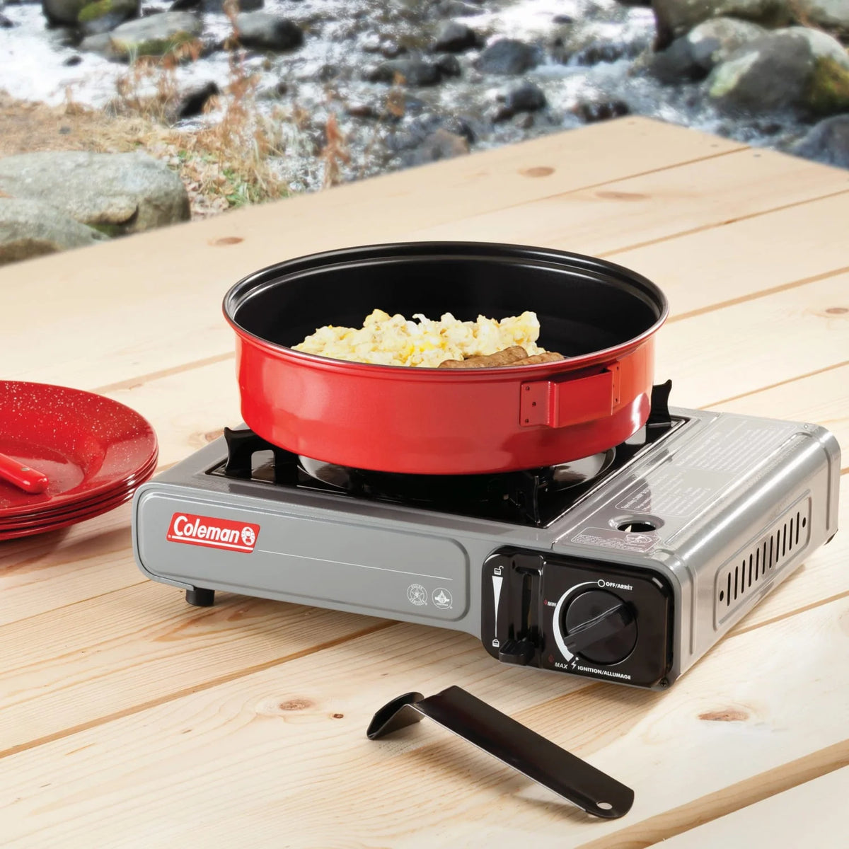 Compact and Powerful Coleman Tabletop Butane Gas Camping Stove - 1-Burner in Gray for Outdoor Cooking Adventures