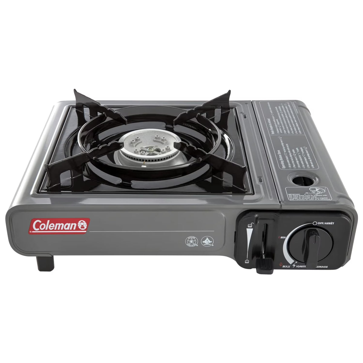 Compact and Powerful Coleman Tabletop Butane Gas Camping Stove - 1-Burner in Gray for Outdoor Cooking Adventures