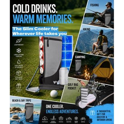 Frostbox Golf Bag Cooler with Ice Pack | Insulated 6-Can Beer Sleeve | Stays Cold for Hours Discreet Hidden Design - Fits in Golf Bag