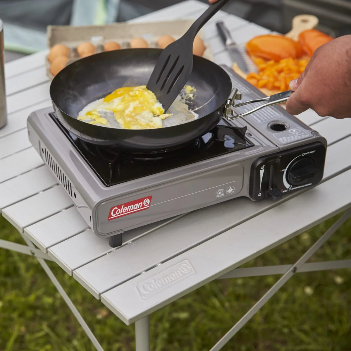 Compact and Powerful Coleman Tabletop Butane Gas Camping Stove - 1-Burner in Gray for Outdoor Cooking Adventures