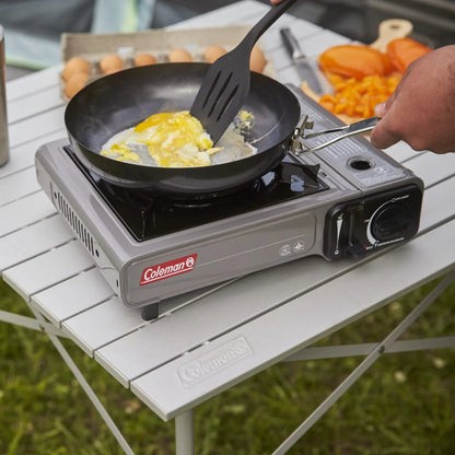 Compact and Powerful Coleman Tabletop Butane Gas Camping Stove - 1-Burner in Gray for Outdoor Cooking Adventures
