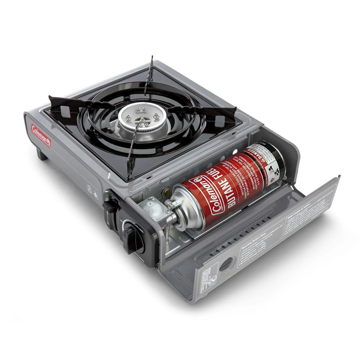 Compact and Powerful Coleman Tabletop Butane Gas Camping Stove - 1-Burner in Gray for Outdoor Cooking Adventures